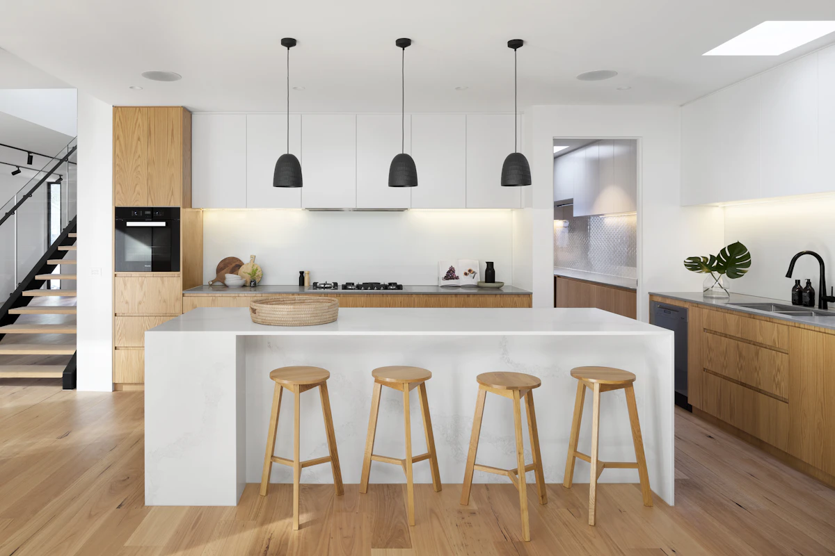 Bright modern kitchen with an island